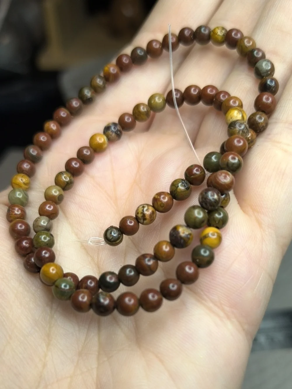 #3- 4mm Natural Red Creek Jasper Smooth Beads 14inch Strand